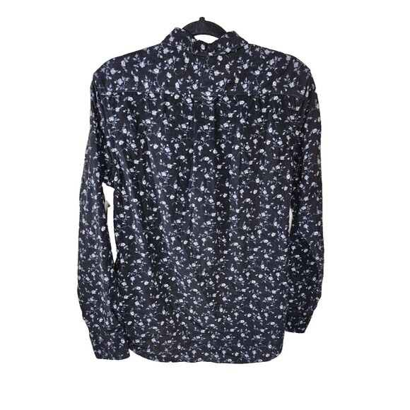 New Old Navy Small Floral Corduroy Black Daisy Print Button Up Everyday Shirt - Picture 4 of 7
